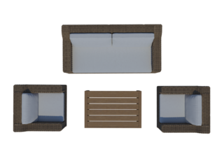 Sofa rattan table set png alpha channel top view