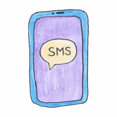 Hand-drawn smartphone on white background