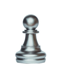 Silver Chess pawn isolated on transparent Background.