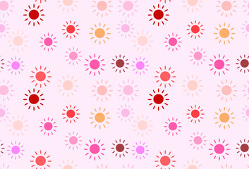 Fototapeta na wymiar Sweet and beautiful pink tone seamless pattern. Sun with rays shines on background. Valentine's day, mother, baby, girl, woman, feminine, love, wedding concepts.