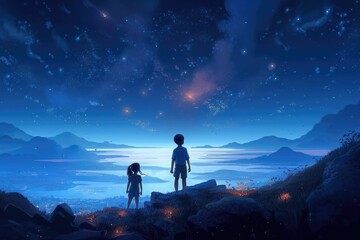 couple in the mountains. Generative AI