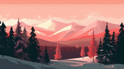 winter landscape in the mountains. Generative AI