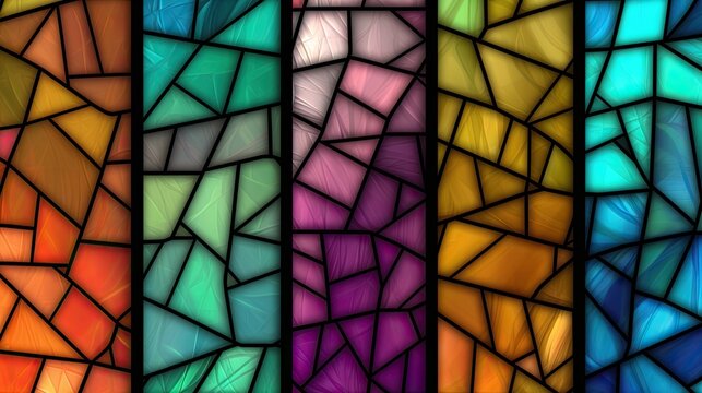 stained glass texture background in different colors created using generative AI tools