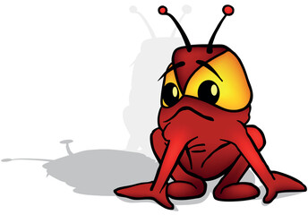 Red Extraterrestrial with Big Yellow Eyes