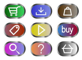 Fototapeta premium Set of buttons for website design. Click the button to buy. Modern shopping experience.