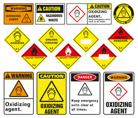 Oxidizer warning sign. Class 5 Dangerous Goods Plates.