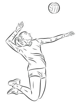 illustration of a volleyball player , vector drawing