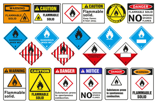 Hazard signs, combustible materials if liquid enters.
