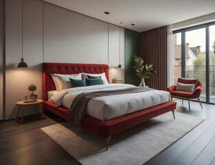 modern interior of a bedroom, Ai generated, Generative ai