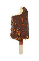 Bitten Chocolate Dipped Ice Cream Bar Isolated on Transparent Backdrop, PNG File
