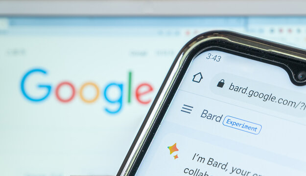Seoul, South Korea -May 11, 2023 : A smartphone screen with the Google logo and Bard, a new chatbot that Google has launched