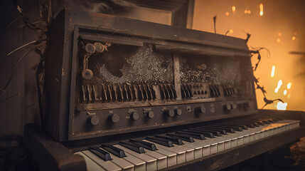 Fototapeta na wymiar Unreal Basement Find: Antique Synthesizer