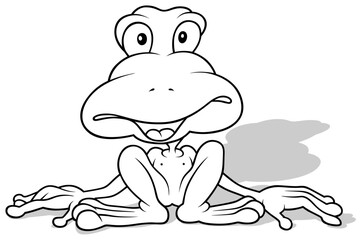 Drawing of a Funny Sitting Frog with a Big Head