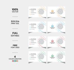 Modern vector elegant 4 color variation business card template