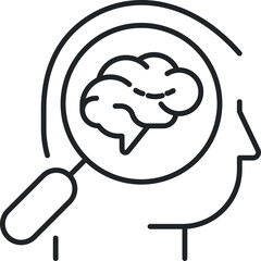 Brain check line icon