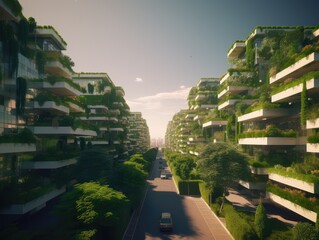 Obraz premium Saving the Earth Together: A Sustainable Ecosystem Community Making Urban Cities Greener Every Day