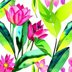 Watercolor flowers abstract print