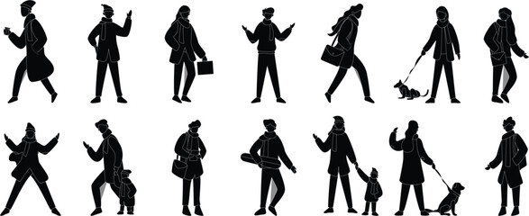 set of silhouettes of people business man.