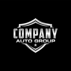 Repair Car logo image, rustic metal logo shield template
