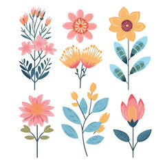 Fototapeta na wymiar pattern of pastel flowers with isolated white background set 9
