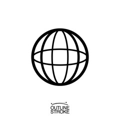 globe icon outline editable stroke vector illustration eps