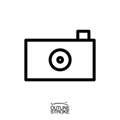 camera icon outline editable stroke vector illustration eps