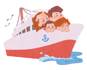 船に乗る家族