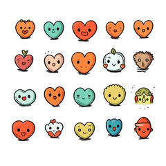 Naklejka premium cute cartoon heart set 5