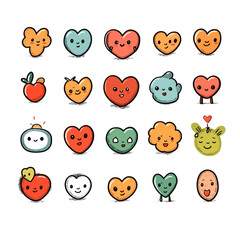 Fototapeta premium cute cartoon heart set 2