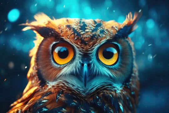 Abstract animal Owl portrait, Generative AI