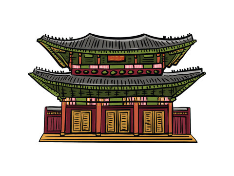 Korean Historical Place Travel Object Illustration