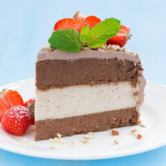 chocolate cake with strawberry generated AI