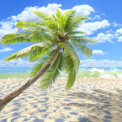 palm tree on the beach generated AI