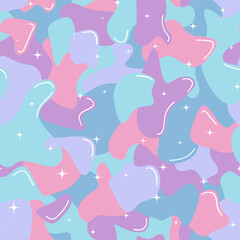 Abstract seamless pattern of blue and pink spots