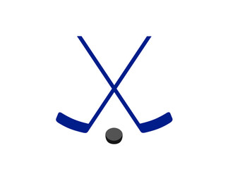 Ice hockey Vector illustration with two hockey sticks and a puck