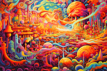  multi colored psychedelic background. Generative AI	