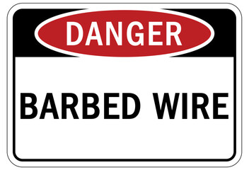 Barbed and razor wire warning sign and labels