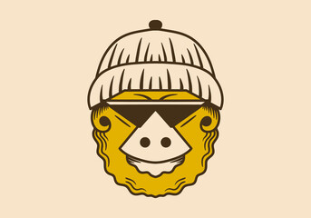 Vintage illustration of ape wearing beanie