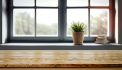 empty room with window,blurred window background and Desk of free space2, Ai generated 