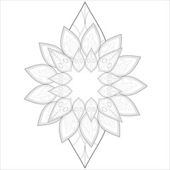 Zentangle flowers in black and white for coloring book. Hand Drawn Flowers for Adult Anti Stress of coloring page in Monochrome  Isolated in white background
