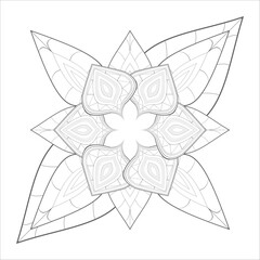 Zentangle flowers in black and white for coloring book. Hand Drawn Flowers for Adult Anti Stress of coloring page in Monochrome  Isolated in white background
