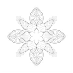 Zentangle flowers in black and white for coloring book. Hand Drawn Flowers for Adult Anti Stress of coloring page in Monochrome  Isolated in white background