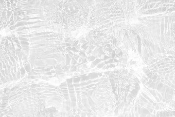 White water with ripples on the surface. Defocus blurred transparent white colored clear calm water surface texture with splashes and bubbles. Water waves with shining pattern texture background.