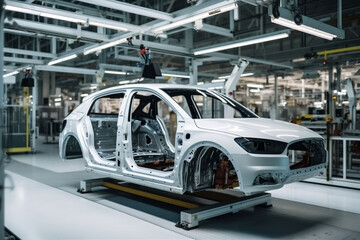 factory assembly technology transportation industrial industry car automobile machine automotive. Generative AI.