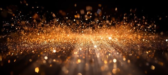 Abstract golden glitter background. Generative AI technology.