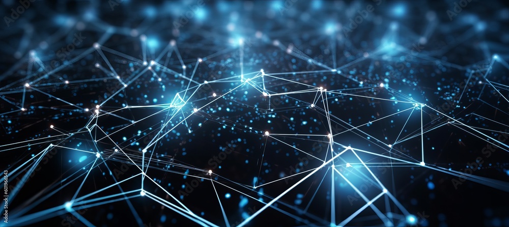 Poster Network connect data flow structure technology background. Generative AI technology.	