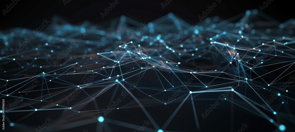Poster Connect data network structure cyber technology background. Generative AI technology.	