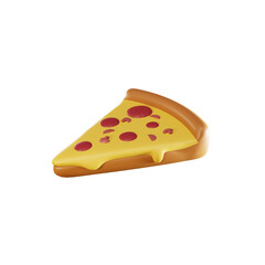 3d icon slice of pizza with pepperoni in transparent background