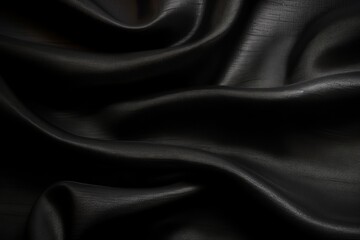 Fototapeta premium Smooth black organic fabric surface background from generative ai