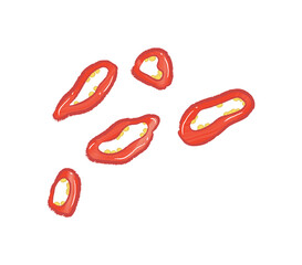 Sliced red chili in flat ingredient illustration